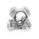 skeleton peeking around the corner  tattoo design idea