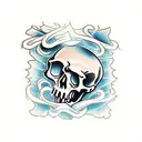 skeleton peeking around the corner  tattoo design idea