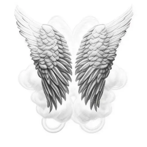 angel wings cloud potrait  tattoo design idea