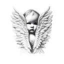 angel wings cloud potrait  tattoo design idea