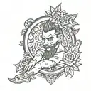upper thigh men patch tattoo  tattoo design idea