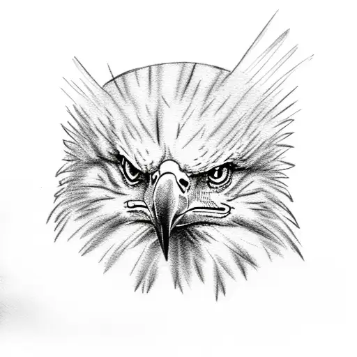 bald eagle and american flag tattoo design idea