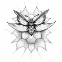 Death Moth Flying close to flaming Phoenix tattoo design idea