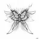 Death Moth Flying close to flaming Phoenix tattoo design idea