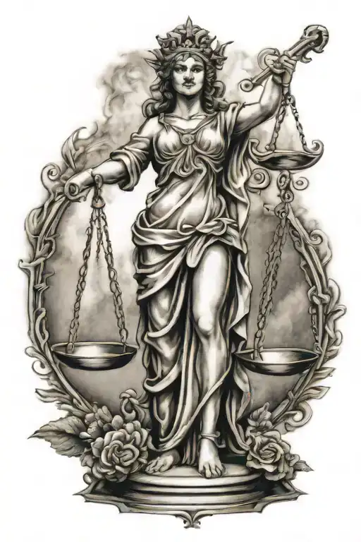 lady justice tattoo design idea