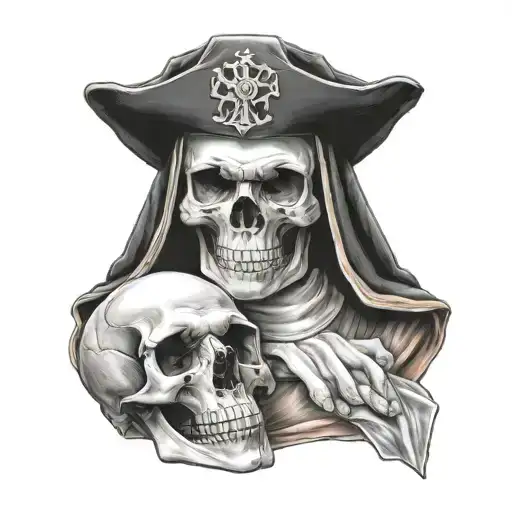 skull and nun tattoo design idea