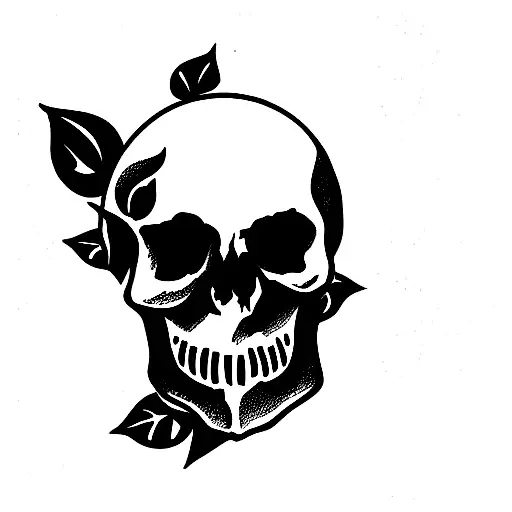 skull and roses tattoo design idea