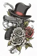 Rose; gun; crazy life; tattoo design idea