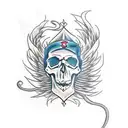 skull with Phoenix   tattoo design idea