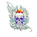skull with Phoenix   tattoo design idea