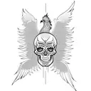 skull with Phoenix   tattoo design idea