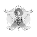 skull with Phoenix   tattoo design idea