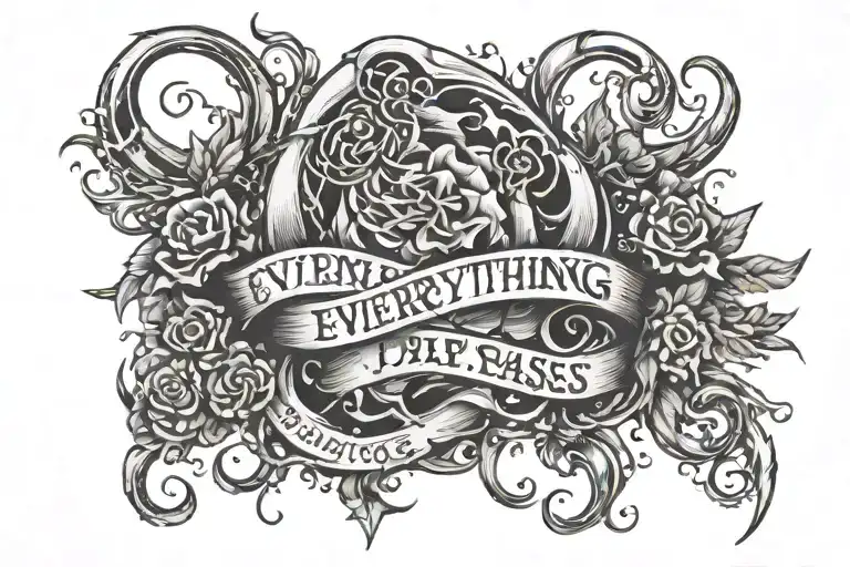 everything passes " written vertically tattoo design idea