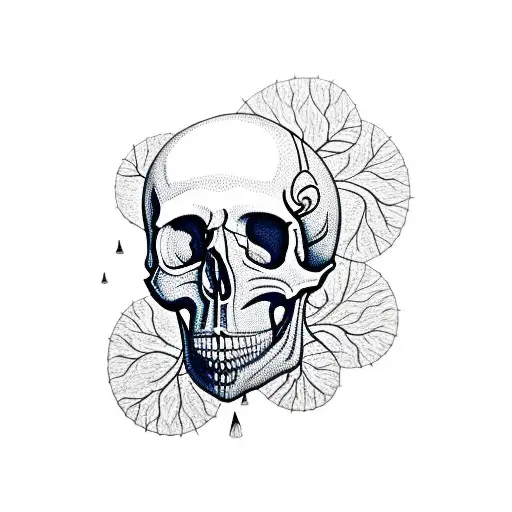 Skull with Trees and Shadows tattoo design idea