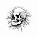 Skull with Trees and Shadows tattoo design idea