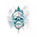 Skull with Trees and Shadows tattoo design idea