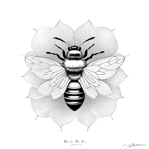 bee butterfly magnolia rose tattoo design idea