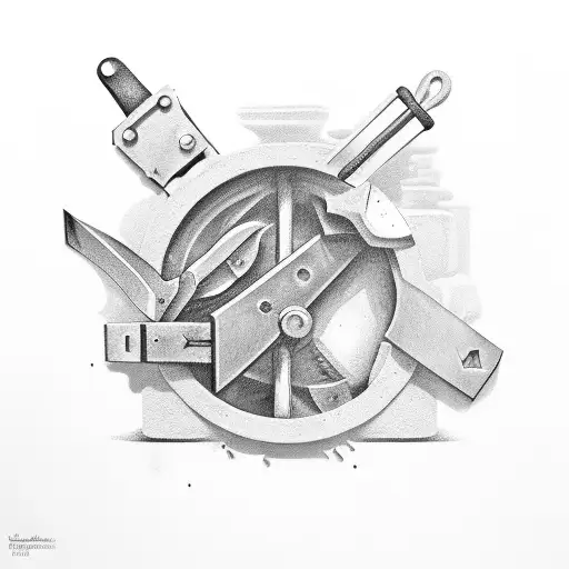 blacksmith anvil and tools tattoo design idea
