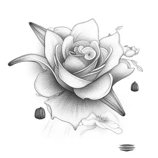 Lily, cherry blossoms, rose, lotus flower, humming bird, lace, poppy flower tattoo design idea