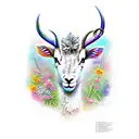 lamb dear trout tattoo design idea