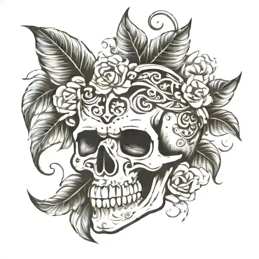 bali skull tattoo design idea
