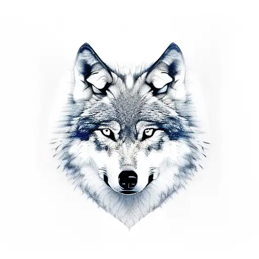 wolf head Black and white tattoo design idea