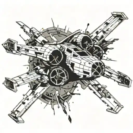 x-Wing in front of exploding death star tattoo design idea