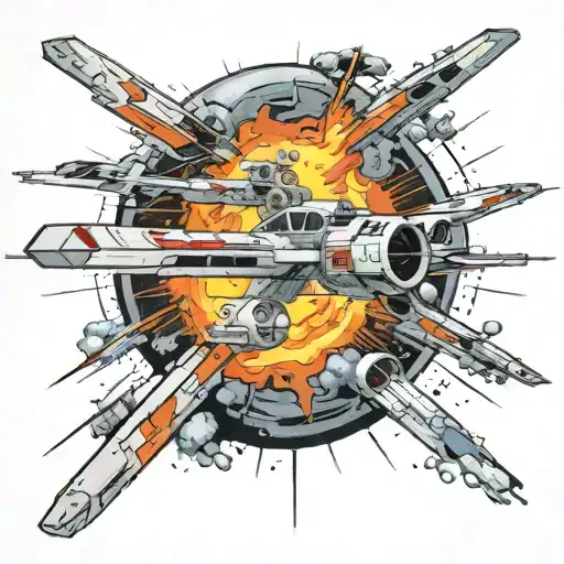 x-Wing in front of exploding death star tattoo design idea