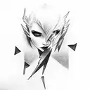 Lightning with a letter "K" black and white tattoo design idea