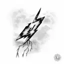Lightning with a letter "K" black and white tattoo design idea