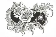 Brooke with rosses and swirly curvy vine tattoo design idea