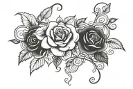 Brooke with rosses and swirly curvy vine tattoo design idea