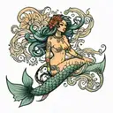 Nude mermaid tattoo design idea