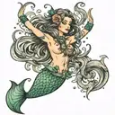 Nude mermaid tattoo design idea