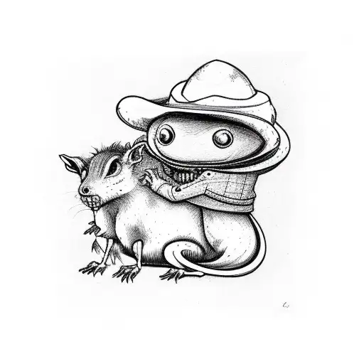 alien cowboy riding a rat tattoo design idea