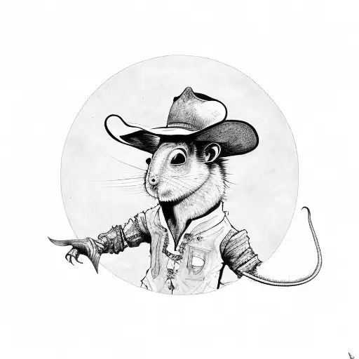 cowboy alien riding rat tattoo design idea
