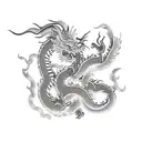 back tattoo, asian dragon, mouse sitting on top of dragon's head tattoo design idea