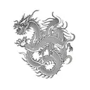 back tattoo, asian dragon, mouse sitting on top of dragon's head tattoo design idea