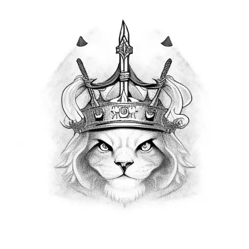 sword and crown tattoo design idea