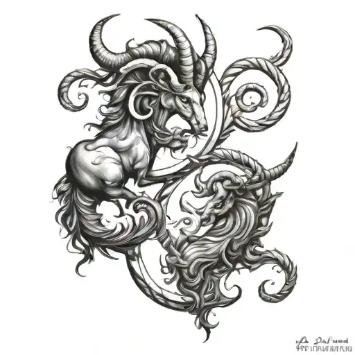 capricorn and gemini zodiac symbol tattoo design idea