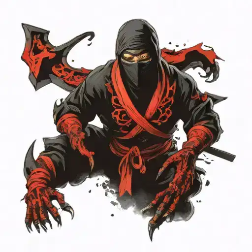 ninja with demon face tattoo design idea