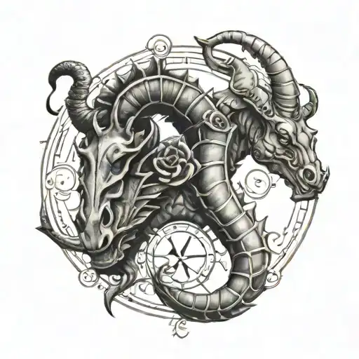 zodiac symbol of capricorn and scorpio tattoo design idea