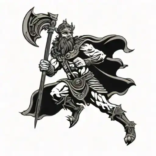 warrior man poseidon god tattoo design idea