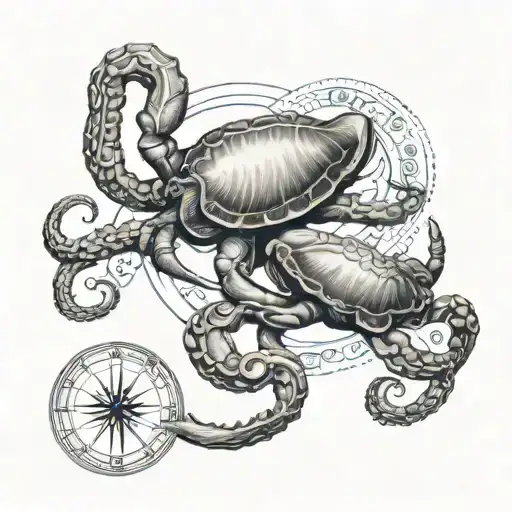 zodiac symbol of cancer and aquarius tattoo design idea