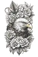an eagle with a flower tattoo design idea