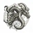 zodiac symbol of capricorn and scorpio tattoo design idea