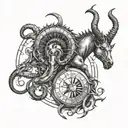 zodiac symbol of capricorn and scorpio tattoo design idea