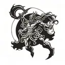 warrior man poseidon god tattoo design idea