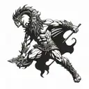warrior man poseidon god tattoo design idea