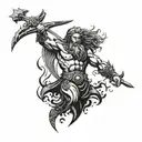 warrior man poseidon god tattoo design idea